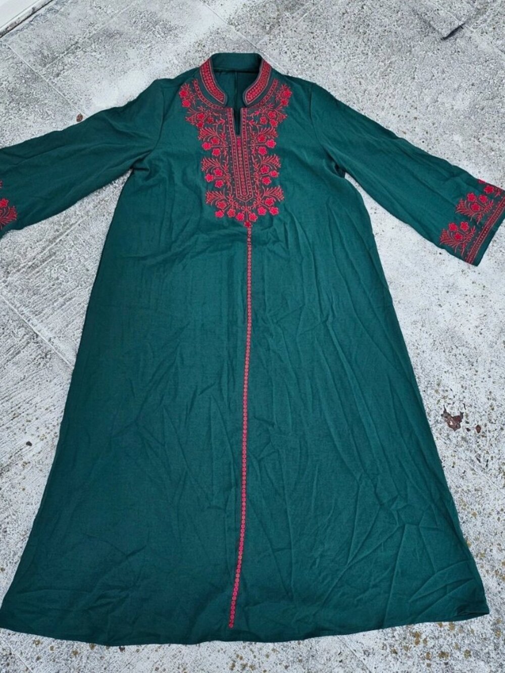 Women Dress Elegant Embroidered Arabian Gown Abaya Long Dress Burkha Size XL - Picture 11 of 12